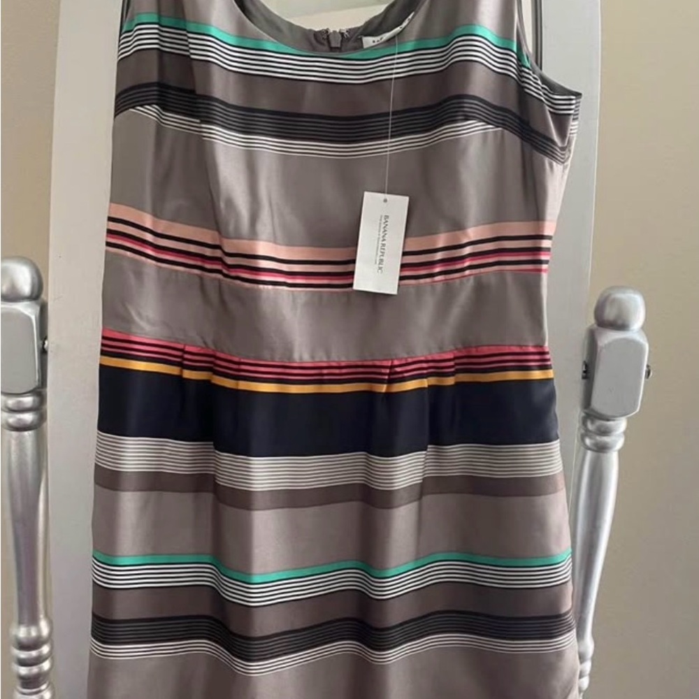 Banana Republic Striped Mini Dress in Gray and Multicolor